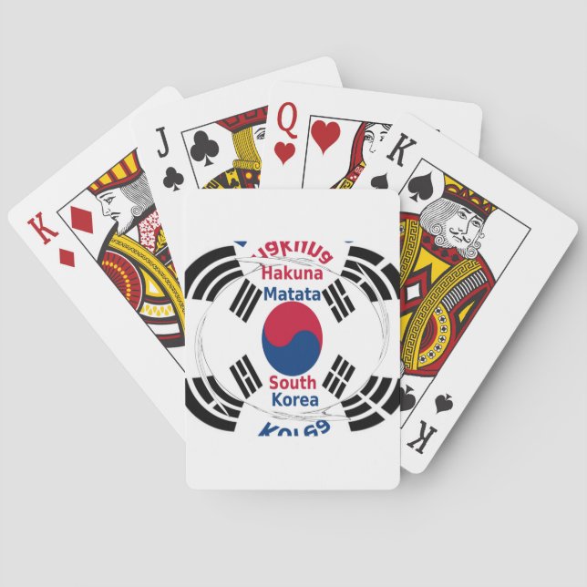 South Korea National Flag Colours Art Print/Graphi Playing Cards (Back)