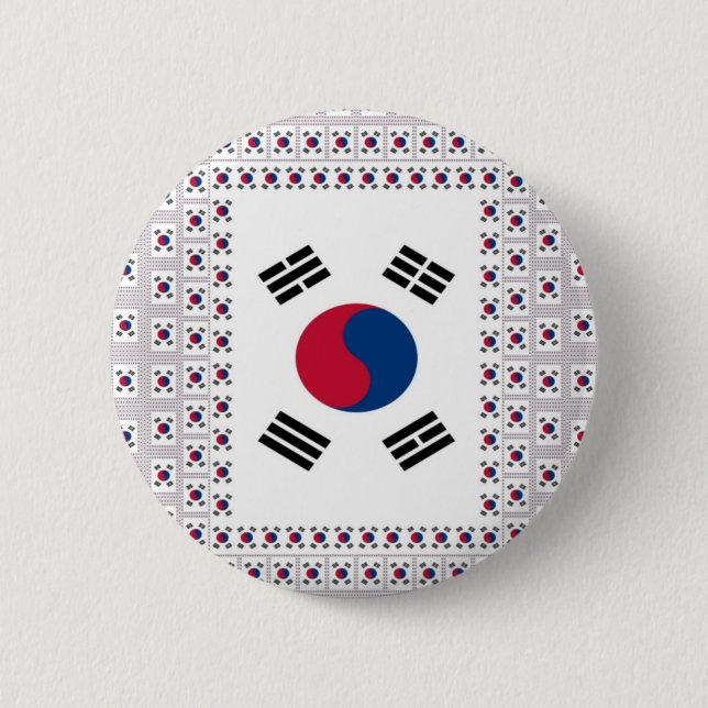 South Korea National Flag: Korean Taegeukgi Pride  2 Inch Round Button (Front)