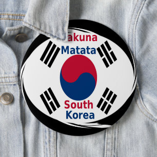 South Korea National Flag: Korean Taegeukgi Pride  6 Inch Round Button