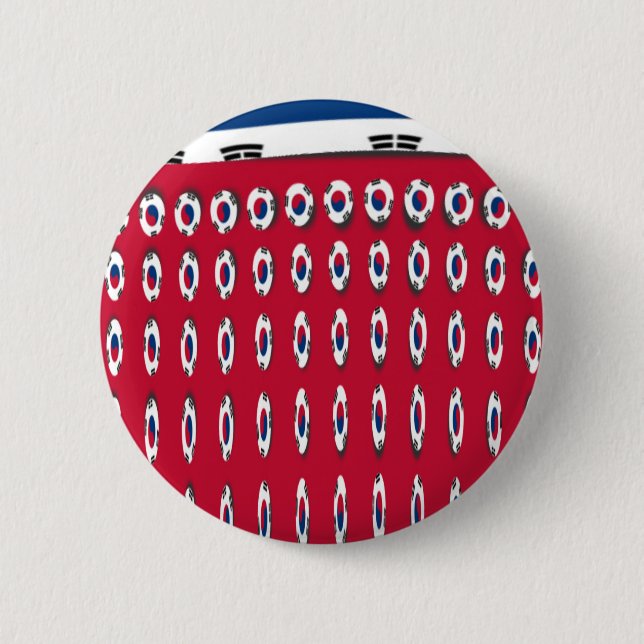 South Korea Polka Dot Flag Art Design: A Red Base  2 Inch Round Button (Front)