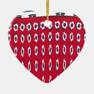 South Korea Polka Dot Flag Art Design: A Red Base  Ceramic Ornament