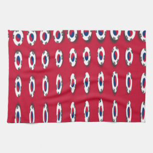 South Korea Polka Dot Flag Art Design: A Red Base  Kitchen Towel