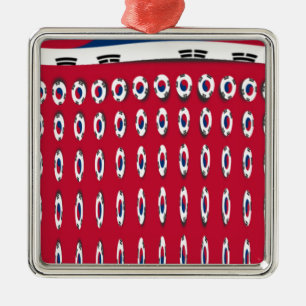 South Korea Polka Dot Flag Art Design: A Red Base Metal Ornament