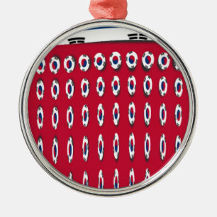 South Korea Polka Dot Flag Art Design: A Red Base  Metal Ornament