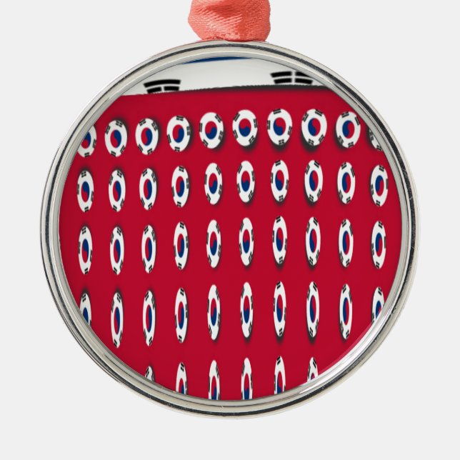 South Korea Polka Dot Flag Art Design: A Red Base  Metal Ornament (Front)