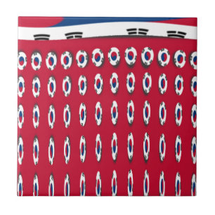 South Korea Polka Dot Flag Art Design: A Red Base  Tile