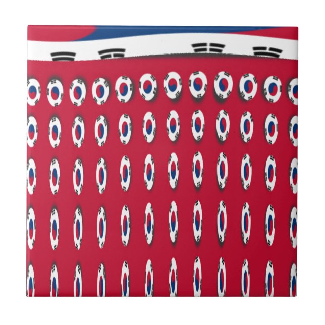 South Korea Polka Dot Flag Art Design: A Red Base  Tile (Front)