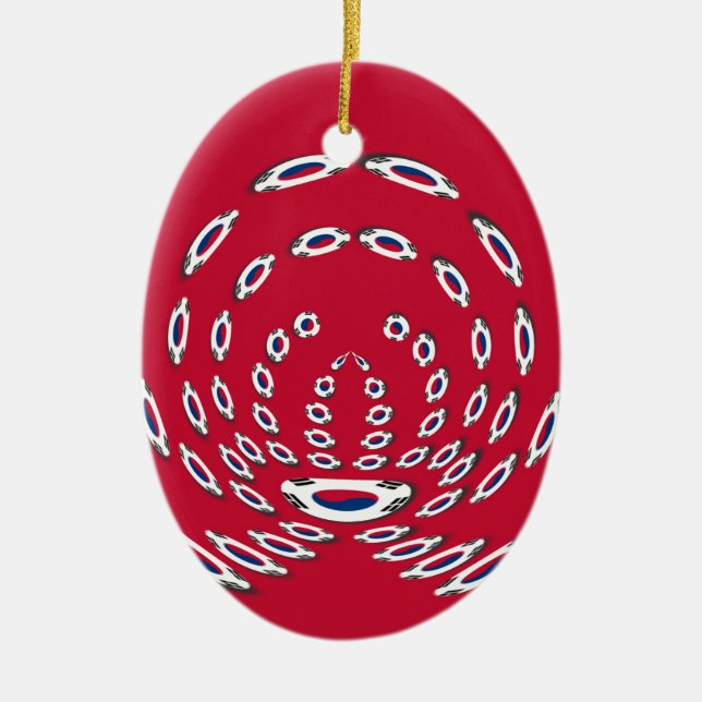 South Korea Polka Dot flag Ceramic Ornament (Front)