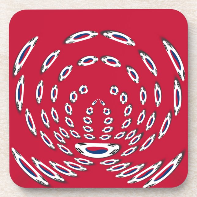 South Korea Polka Dot flag Coaster (Front)