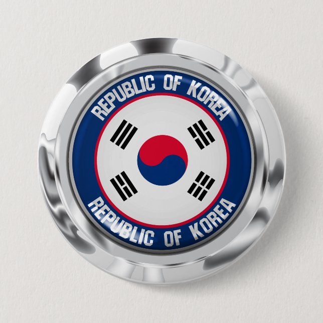 South Korea Round Emblem 3 Inch Round Button (Front)