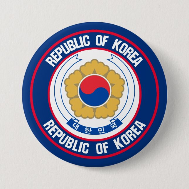 South Korea Round Emblem 3 Inch Round Button (Front)