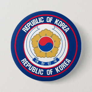 South Korea Round Emblem 3 Inch Round Button