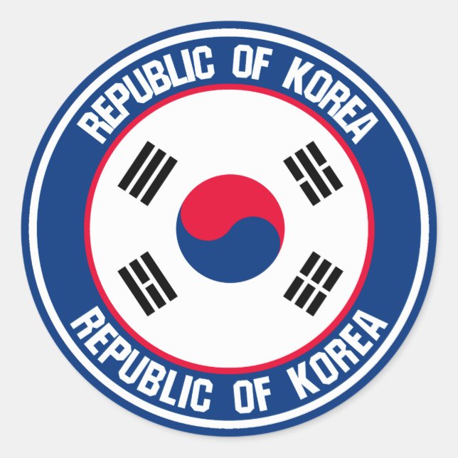 South Korea Round Emblem Classic Round Sticker (Front)
