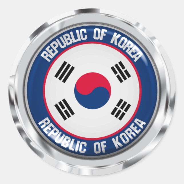 South Korea Round Emblem Classic Round Sticker (Front)