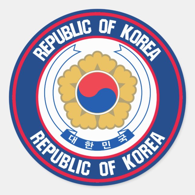 South Korea Round Emblem Classic Round Sticker (Front)