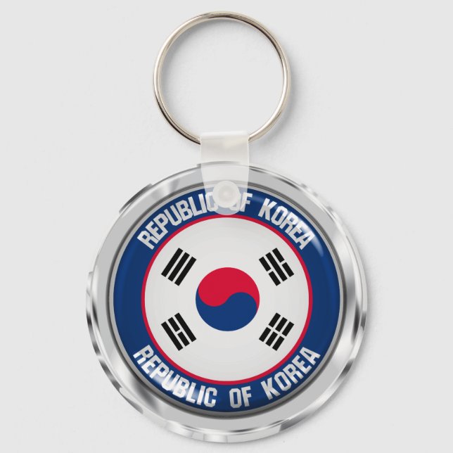 South Korea Round Emblem Keychain (Front)