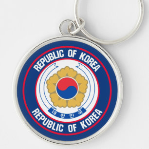 South Korea Round Emblem Keychain