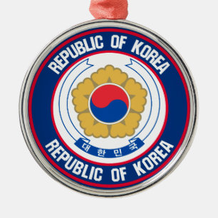 South Korea Round Emblem Metal Ornament