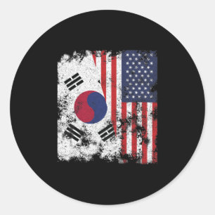 South Korea USA Flag - Half American Classic Round Sticker