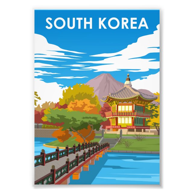 South Korea Vintage Minimal Retro Travel Poster (Front)