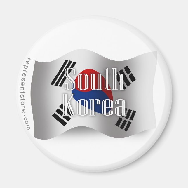 South Korea Waving Flag Magnet (Front)