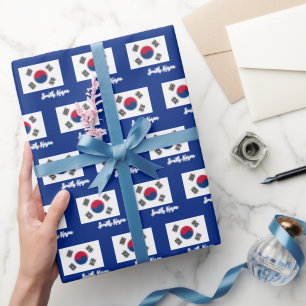 South Korea Wrapping Paper, Korean Flag Blue Paper