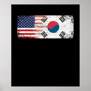 South Korean American Flag Poster