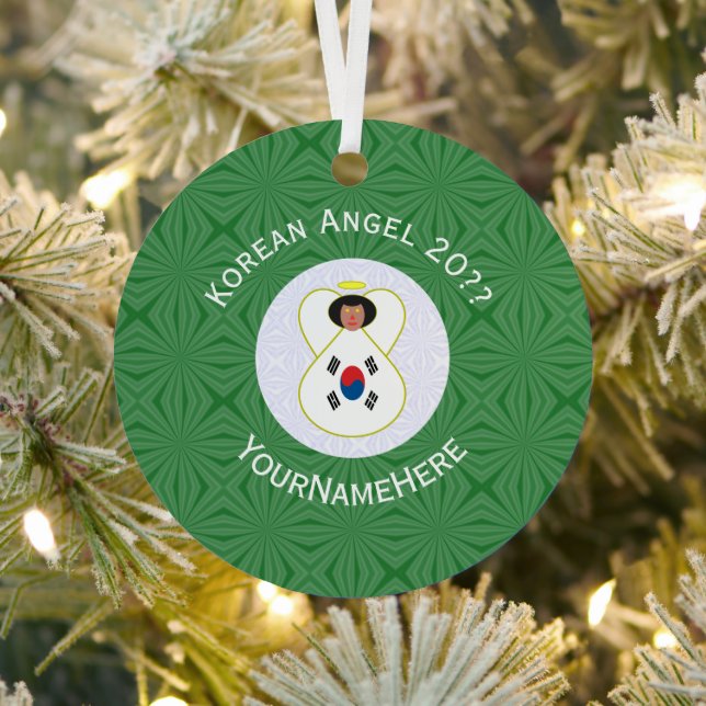 South Korean Angel Christmas Flag Personalized  Metal Ornament (Insitu)
