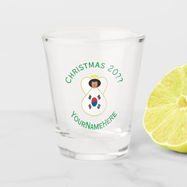 South Korean Angel Christmas Flag Personalized  Shot Glass (Front)
