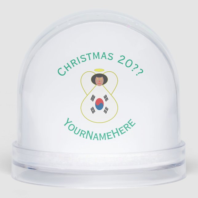South Korean Angel Christmas Flag Personalized Snowglobe (Front)