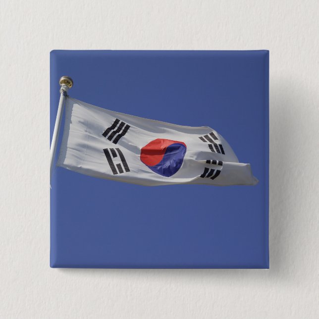 South Korean Flag 2 Inch Square Button (Front)