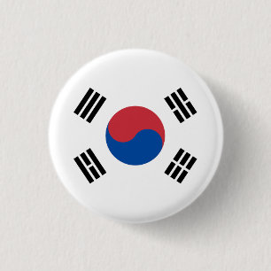 South Korean Flag, Flag of South Korea 1 Inch Round Button