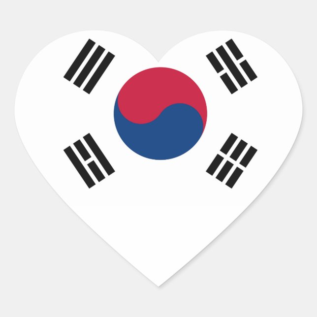 South Korean Flag Heart-Shaped Stickers (Front)