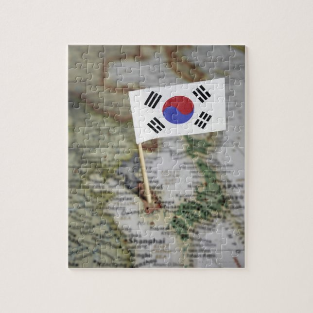 South Korean flag in map Jigsaw Puzzle (Vertical)