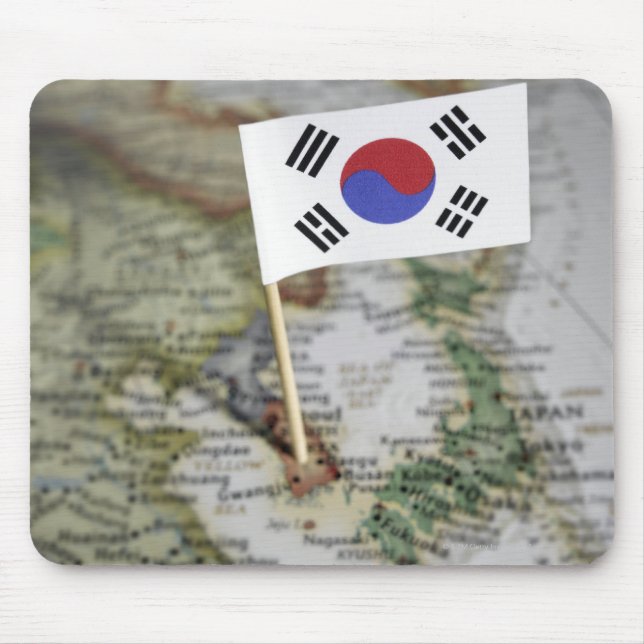 South Korean flag in map Mouse Pad (Front)