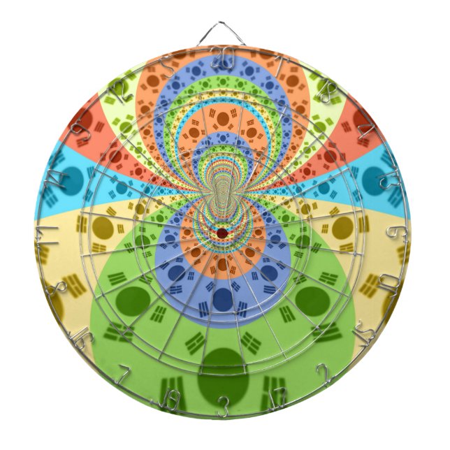 South Korean Flag Inspired Abstract Art Print Dartboard (Front)