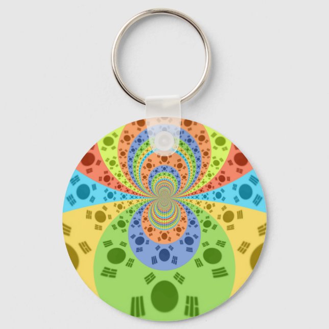 South Korean Flag Inspired Abstract Art Print Keychain (Front)