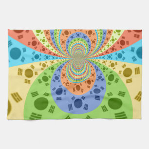 South Korean Flag Inspired Abstract Art Print Kitchen Towel