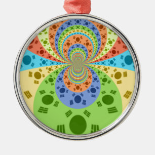 South Korean Flag Inspired Abstract Art Print Metal Ornament