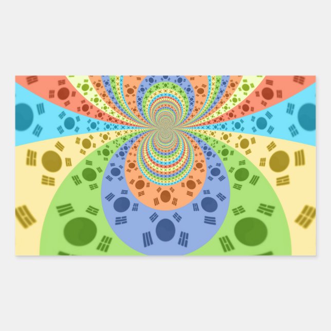 South Korean Flag Inspired Abstract Art Print Sticker (Front)