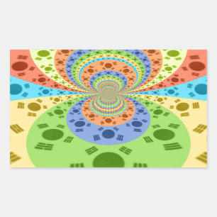 South Korean Flag Inspired Abstract Art Print Sticker