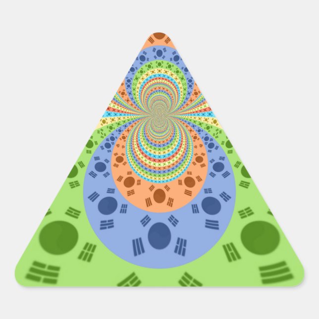 South Korean Flag Inspired Abstract Art Print Triangle Sticker (Front)
