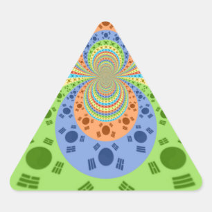 South Korean Flag Inspired Abstract Art Print Triangle Sticker
