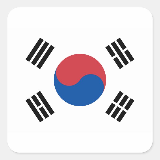 South Korean Flag - Korea - Taegeukgi - 대한민국의 국기 Square Sticker (Front)