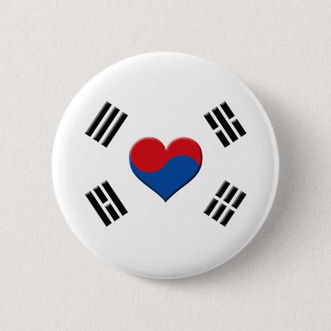 South Korean Heart 2 Inch Round Button (Front)