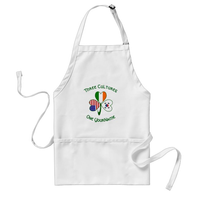 South Korean Irish American Flag Shamrock Personal Standard Apron (Front)