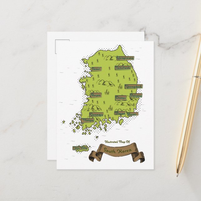 South Korean map Announcement Postcard (Front/Back In Situ)