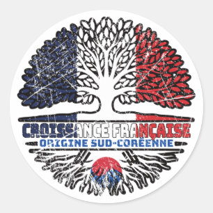 South Korean South Korea French France Tree Roots Classic Round Sticker