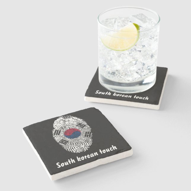 South Korean touch fingerprint flag Stone Coaster (Side)