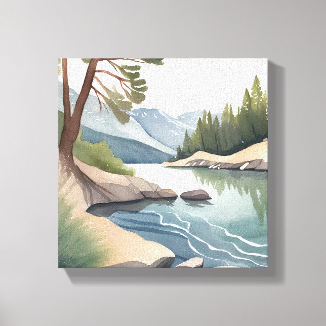South Lake Tahoe | Watercolor Landscape Canvas Print (Front)